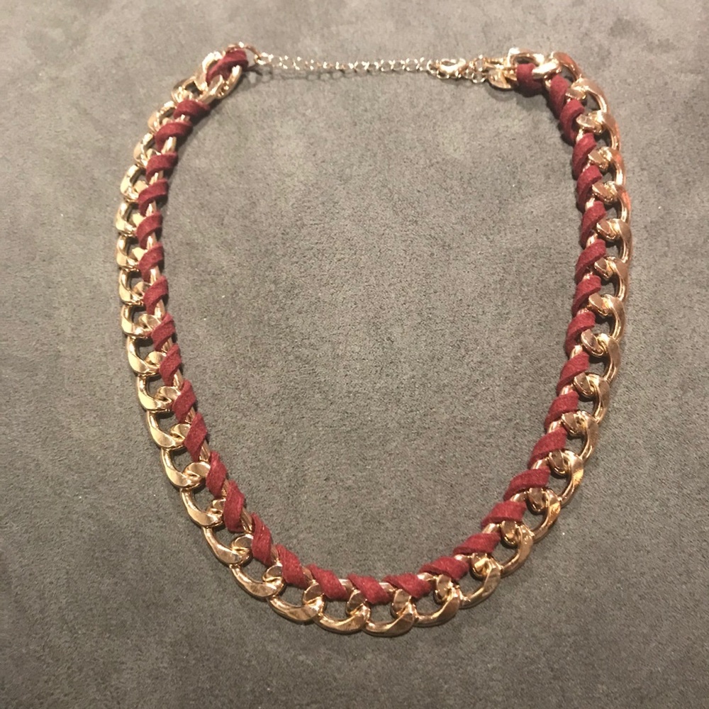 Faux Suede Wrapped Chain Necklace